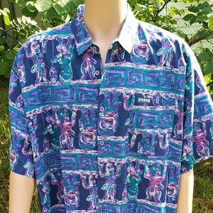 LOCAL MOTION HAWAIIAN BUTTON UP SHIRT LARGE